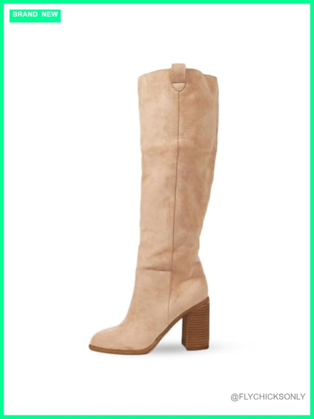 Suede Knee High Boots Slouch Chunky Heel Tall Women's Fall Boots